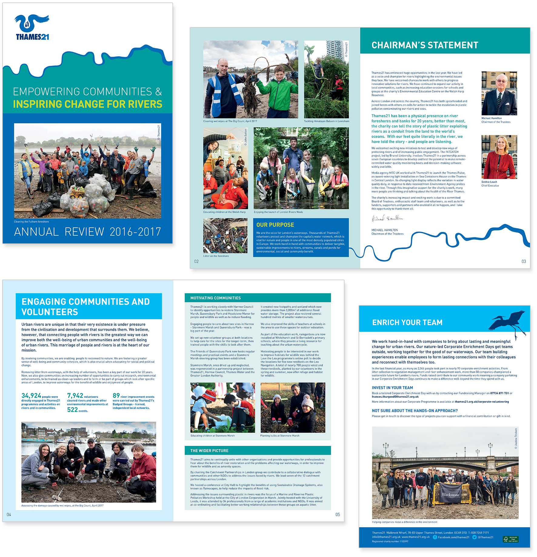 Sample pages from Annual Review for Thames21.