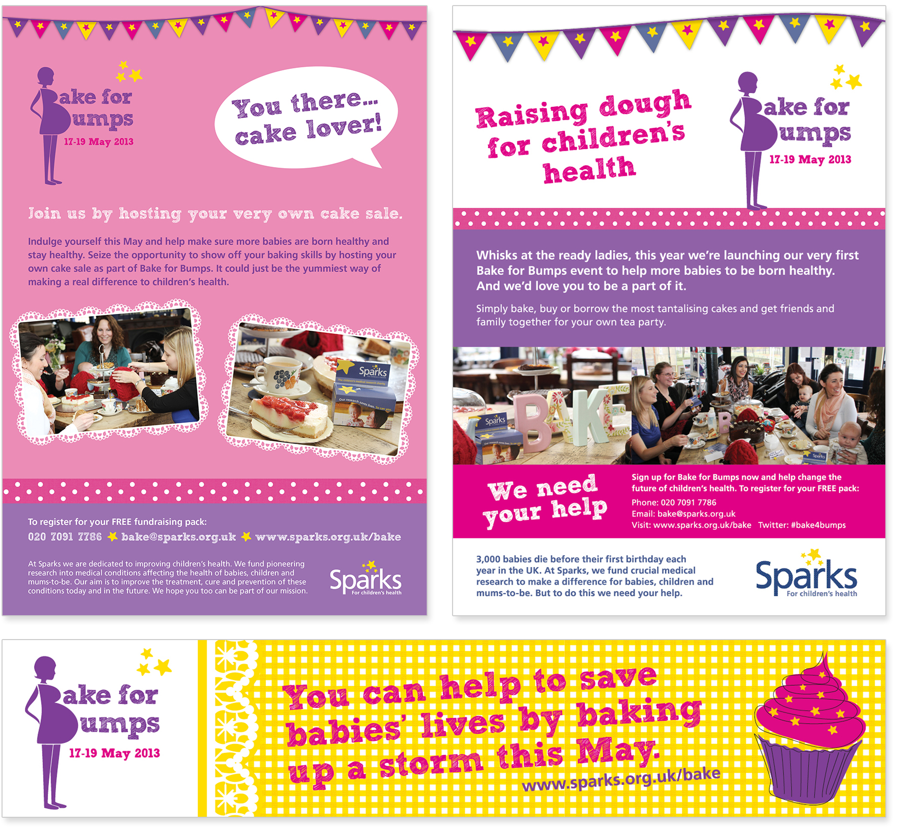 Advertisements for Sparks Bake for Bumps campaign