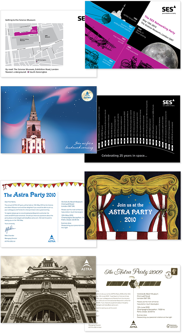 Invitations for SES Astra parties